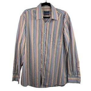 SERO by FORSYTH Mens Non Iron Tailored Fit Striped Long Sleeve Shirt Large